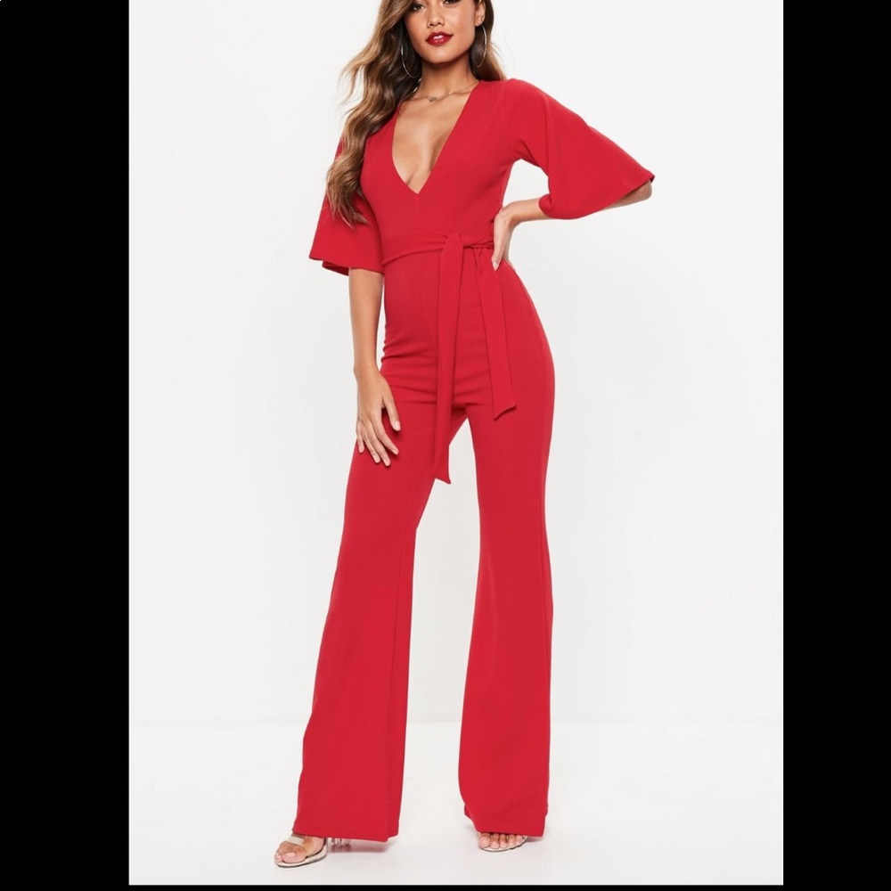 Missguided red jumpsuit